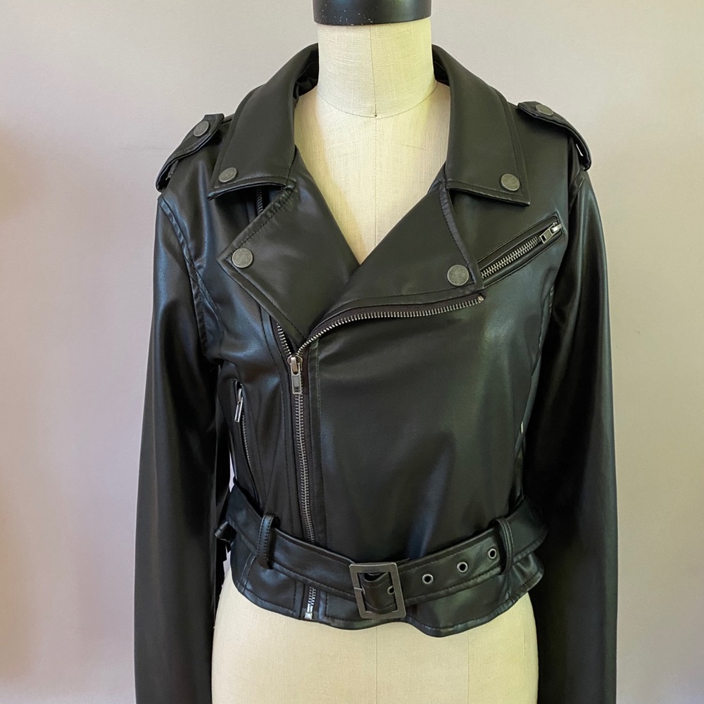 Stoosh tasseled pleather biker style jacket NWT.